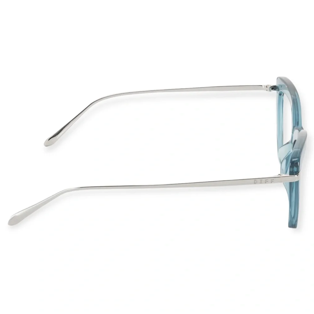 DIFF Mila Bluelight Glasses Teal Haze & Silver Frame Blue Light Blocking Lenses